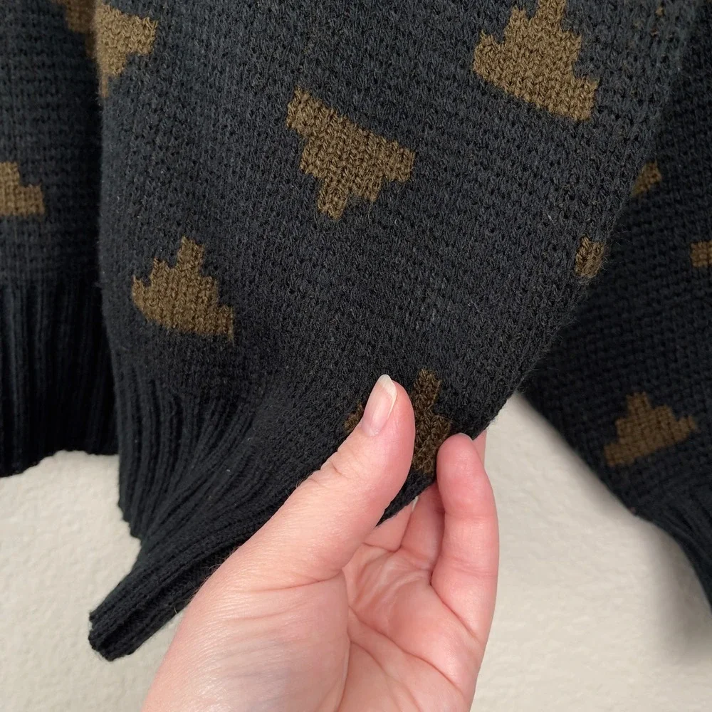 Vintage Cosi L'Uomo Grandpa Cosby Sweater Geometric Mock Neck Large Black Brown - Picture 6 of 9